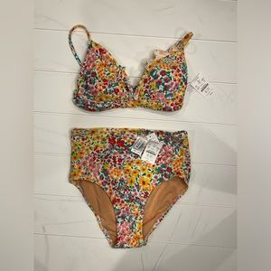 NWT Jcrew Floral High Waisted Bikini - Small